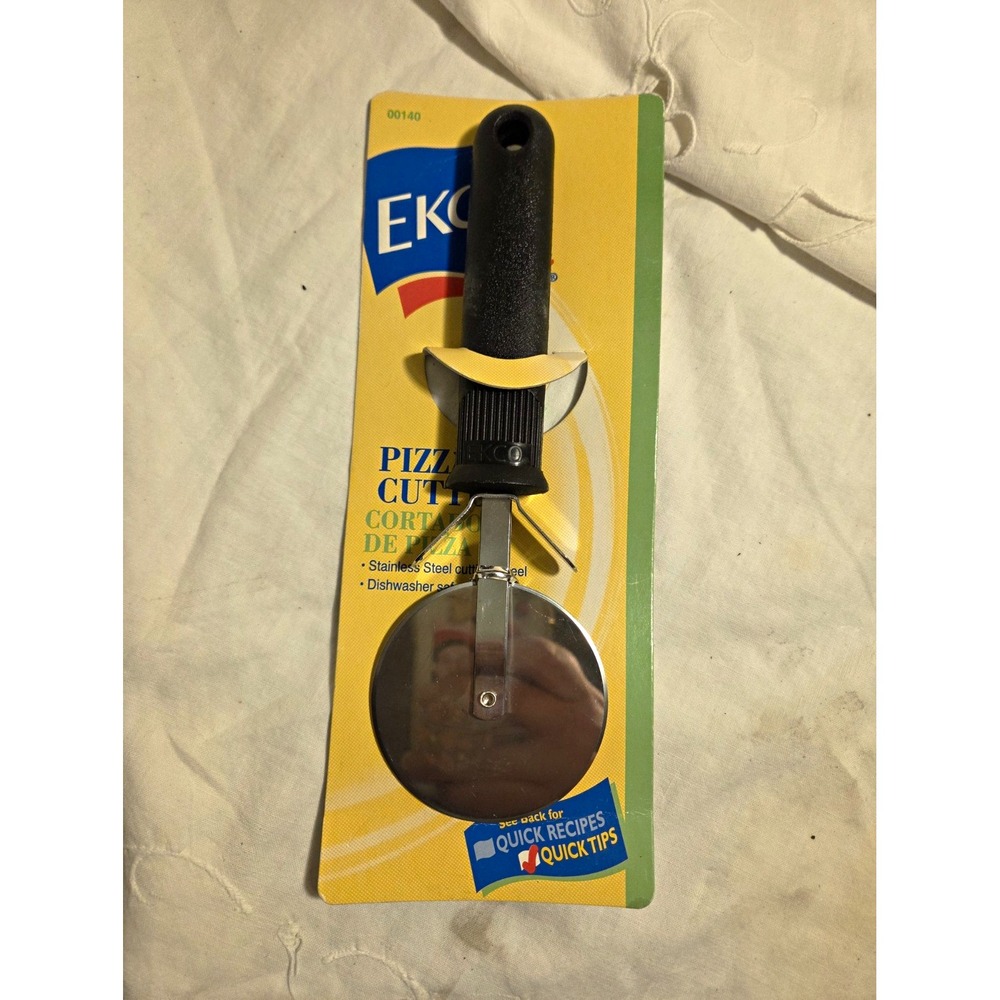 EKCO Pizza Cutter Stainless Steel Wheel, Black Handle, Dishwasher Safe